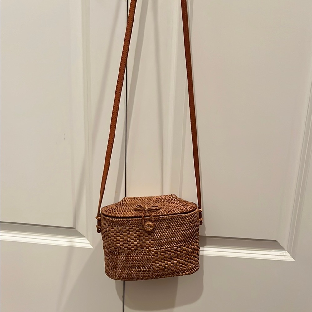 Brown Woven Crossbody Bag